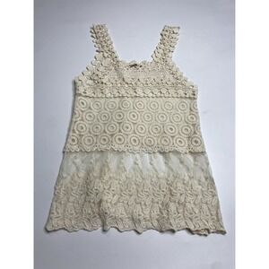 ISSI Feminine Tank Womens S Sheer LACE Crochet  Boho Festival Layer Fairycore